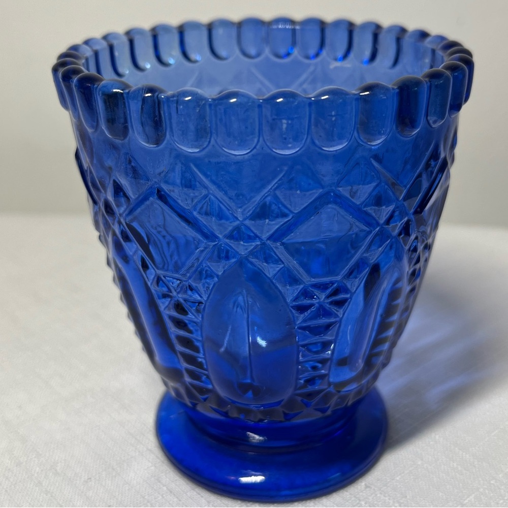 Vintage Glass Votive Candle Holder Royal Blue - Picture 2 of 6